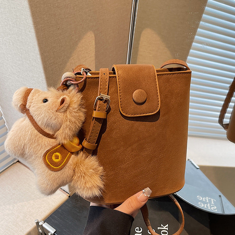Compact Crossbody Bag with Cute Plush Charm — product view 4