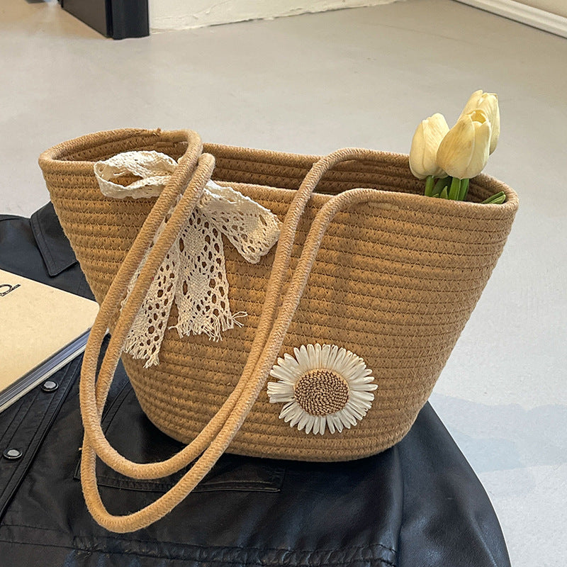 Handcrafted Decorative Straw Tote Bag — product view 2