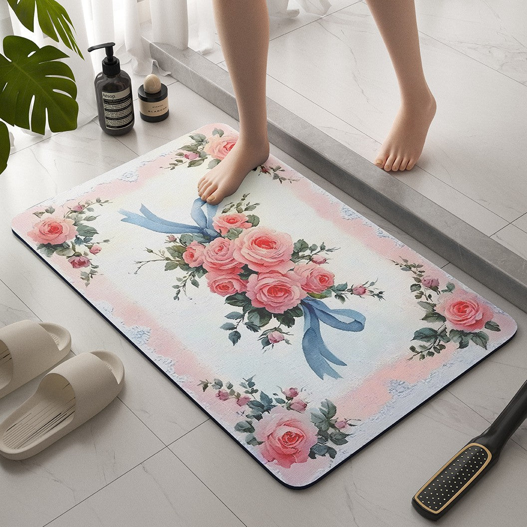 Vintage Floral Bath Mat LoungeYard — product view 1