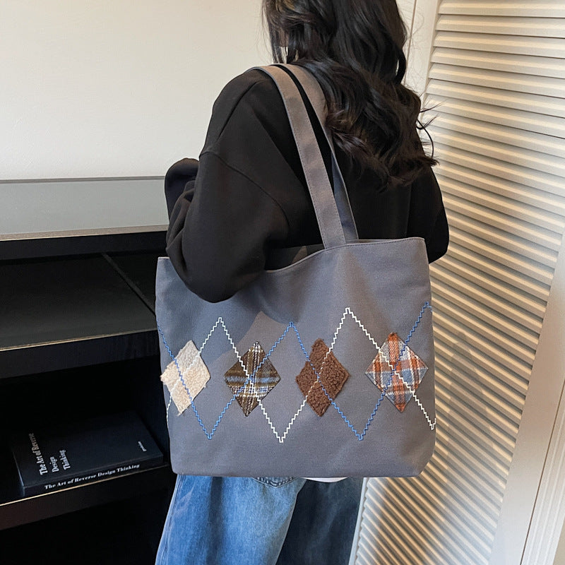 Decorative Patterned Canvas Tote Bag LoungeYard — product view 1