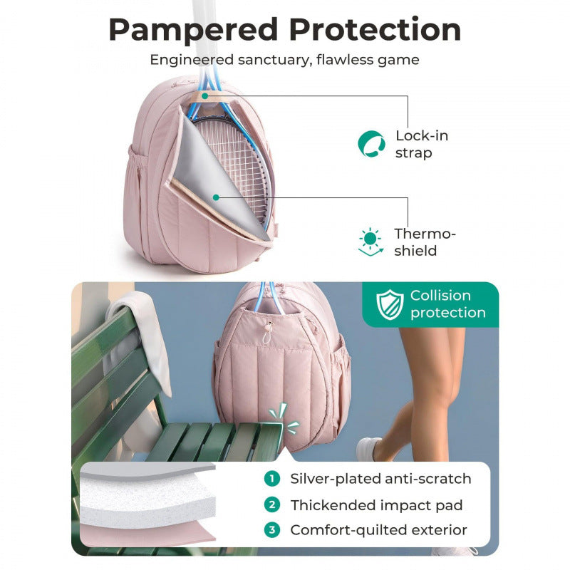 Sporty tennis backpack with shoe compartment and ergonomic carrying system LoungeYard — product view 6