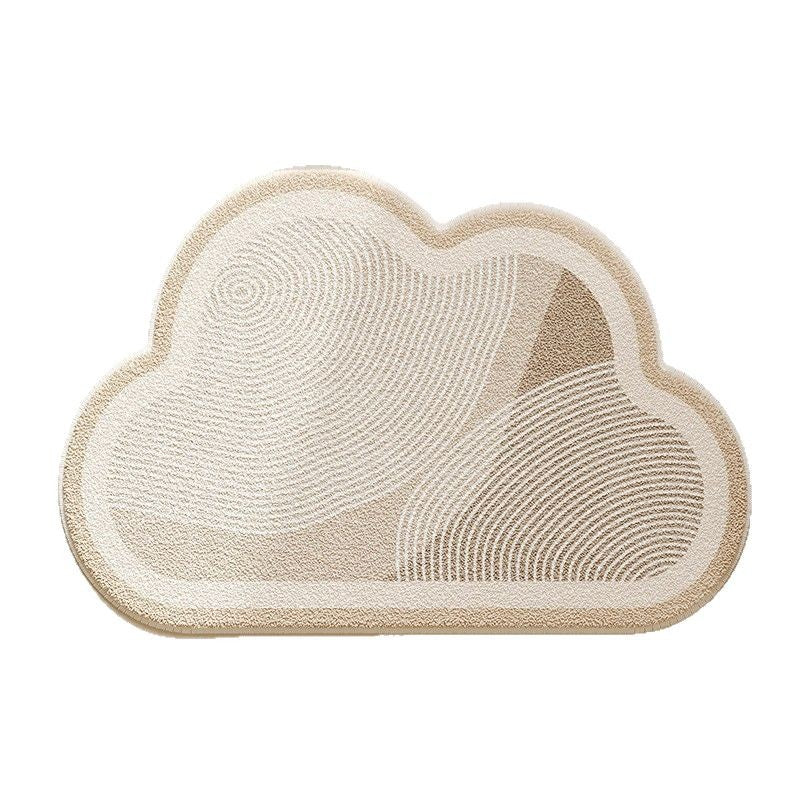 Cloud-Shaped Absorbent Microfiber Bath Mat with Anti-Slip Backing and Textured Concentric Pattern — product view 4
