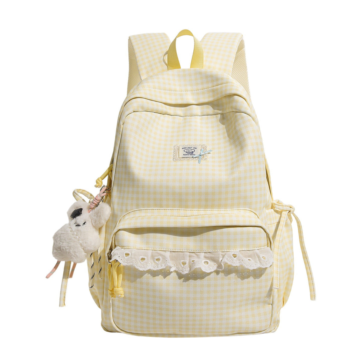 Casual Vintaged Gingham Print Backpack LoungeYard — product view 5