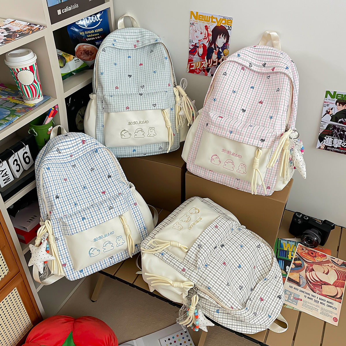 Fun Heart Print Casual Backpack LoungeYard — product view 4