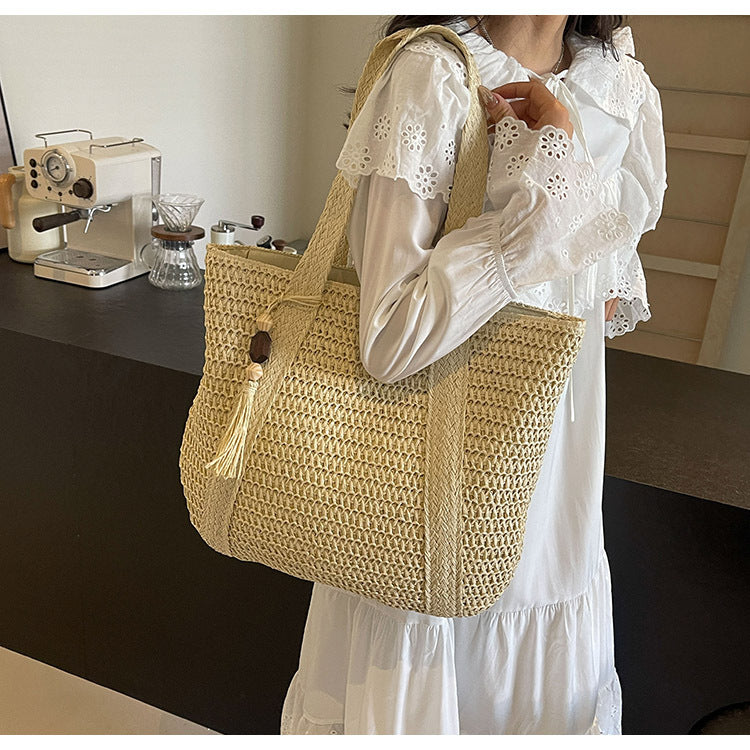 Woven Textured Beach Tote — product view 3