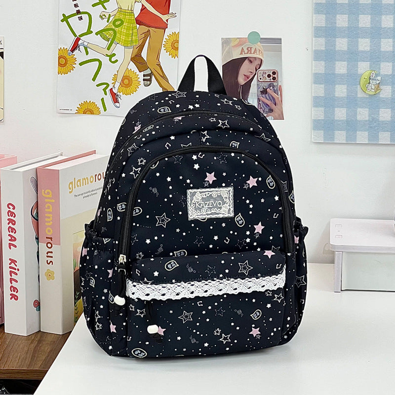 Playful Star-Printed School Backpack LoungeYard — product view 6