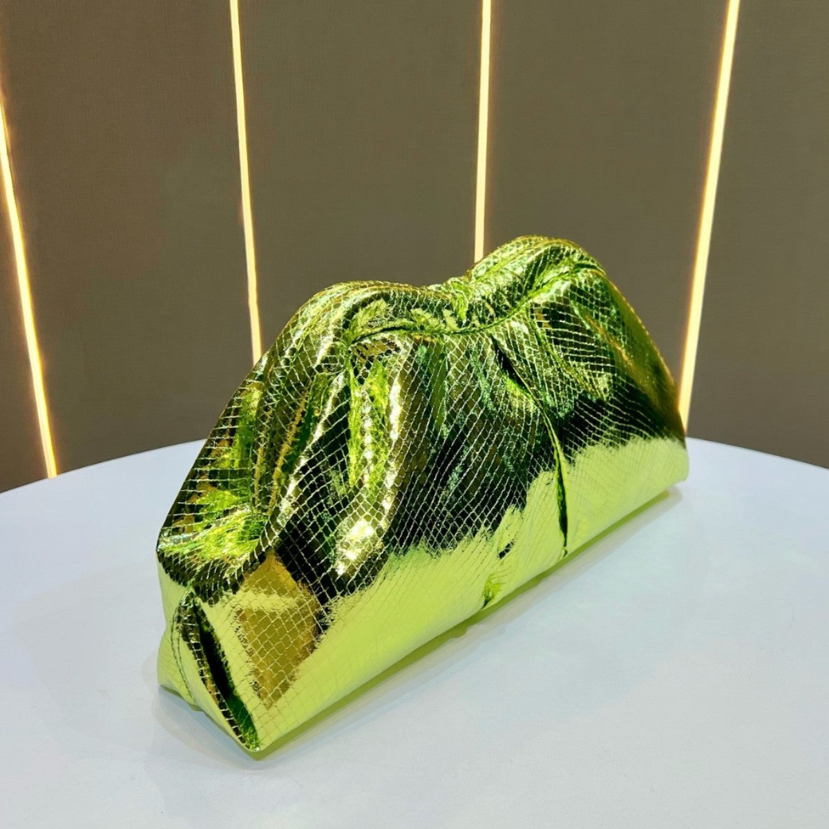 Metallic Gathered Clutch — product view 2
