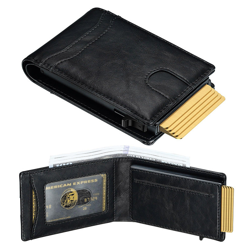 Slim RFID Protection Leather Wallet LoungeYard — product view 6