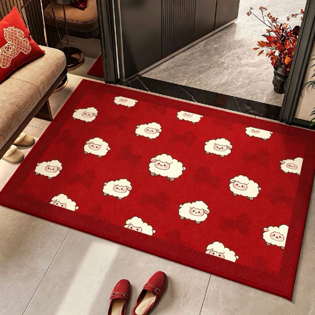 Playful Sheep-Themed Area Rug Bowlift — product view 1