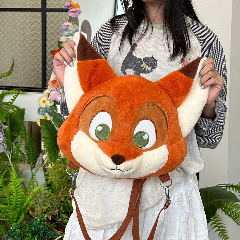 Plush backpack with cute fox design LoungeYard — product view 1
