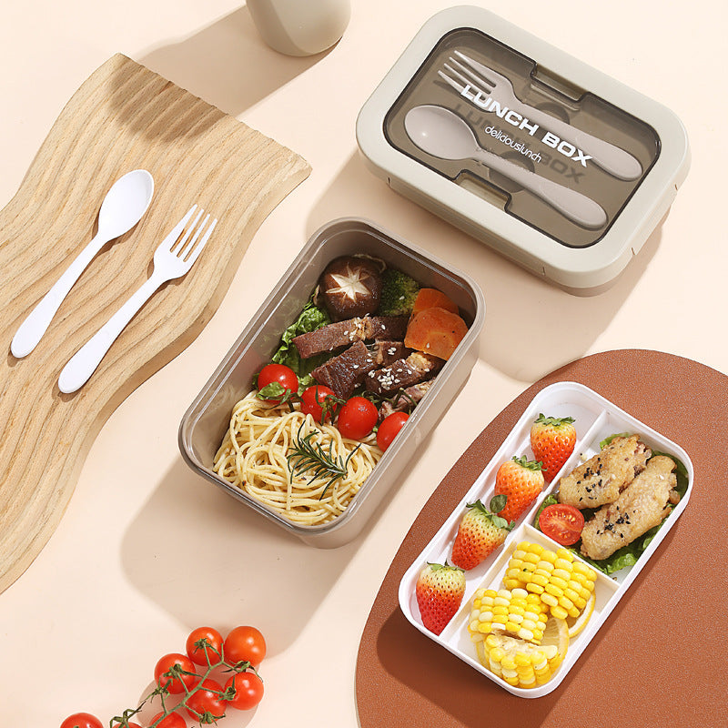 Multi-Layered Insulated Bento Lunch Box with Built-in Utensils — product view 2