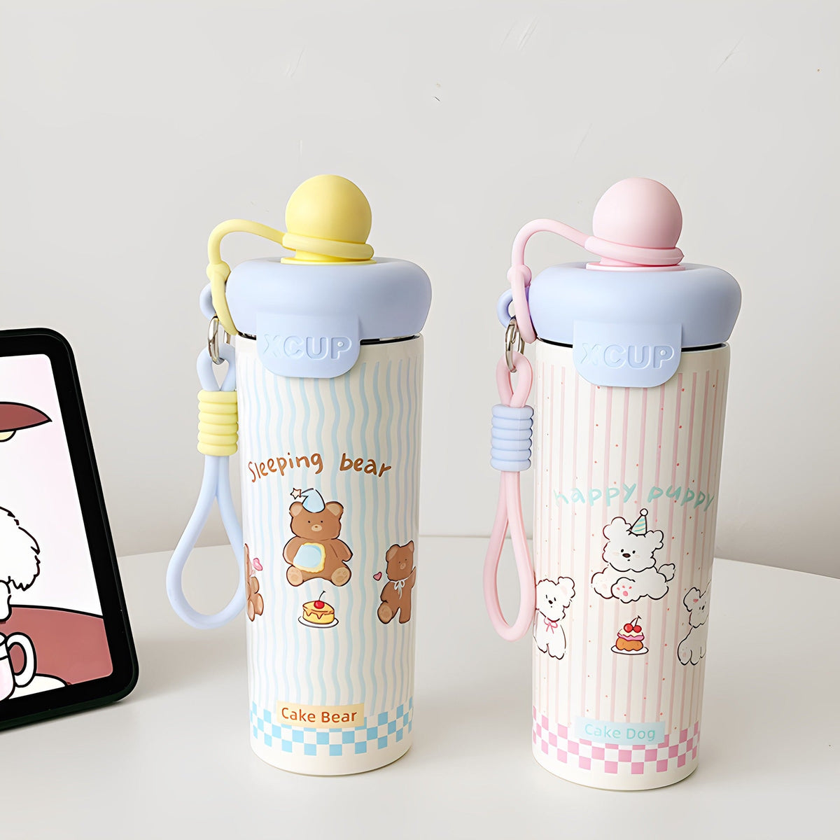 Ladies leisure drinking bottle with cute cat design LoungeYard — product view 2