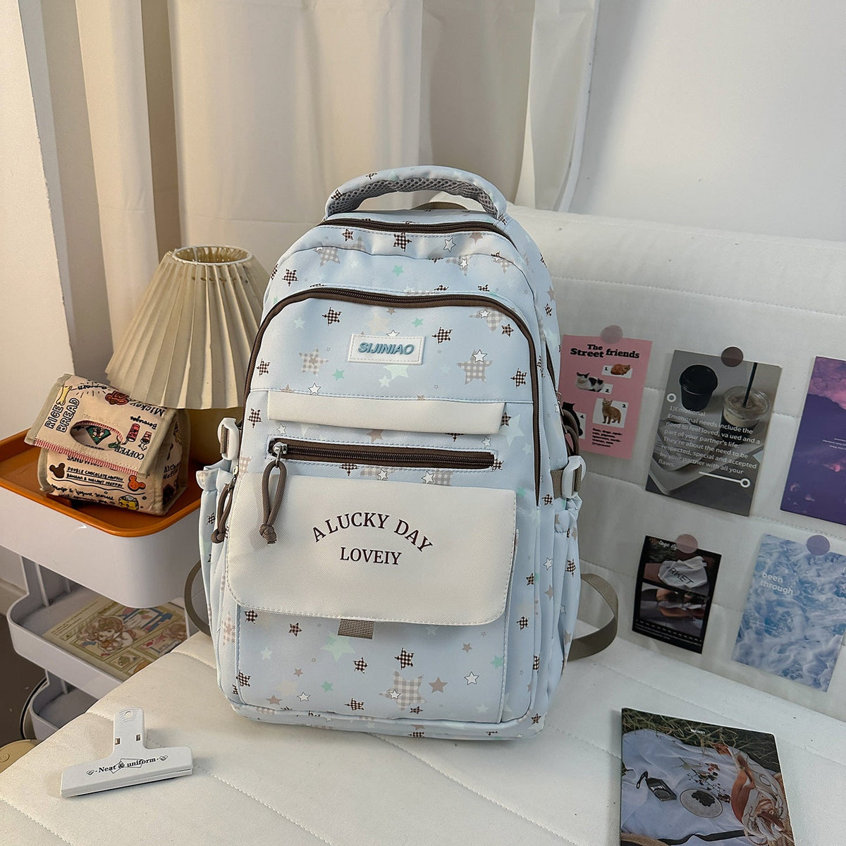 Multi-Pocket Backpack with Plush Charm LoungeYard — product view 6