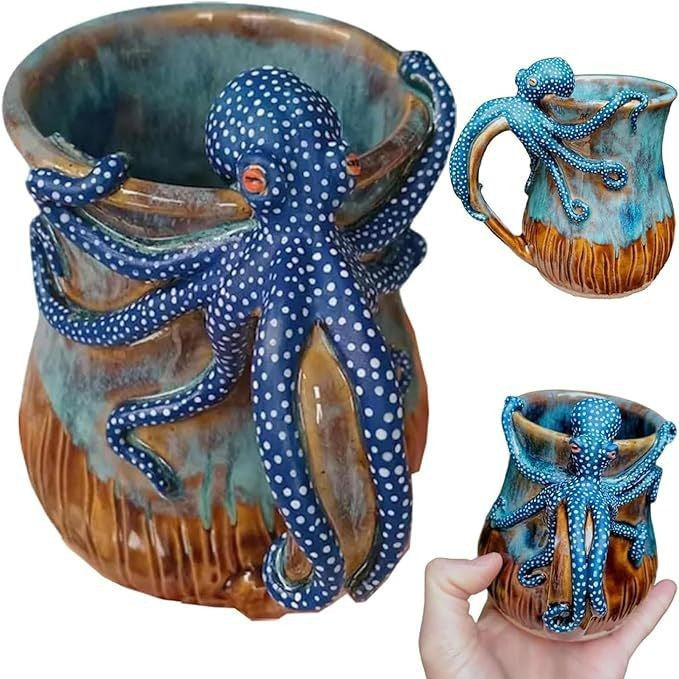 Decorative octopus-Themed Mug Bowlift — product view 4