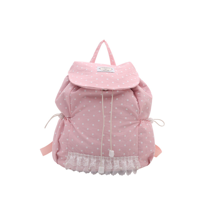 Charming Polka Dot Ruffled Backpack LoungeYard — product view 7