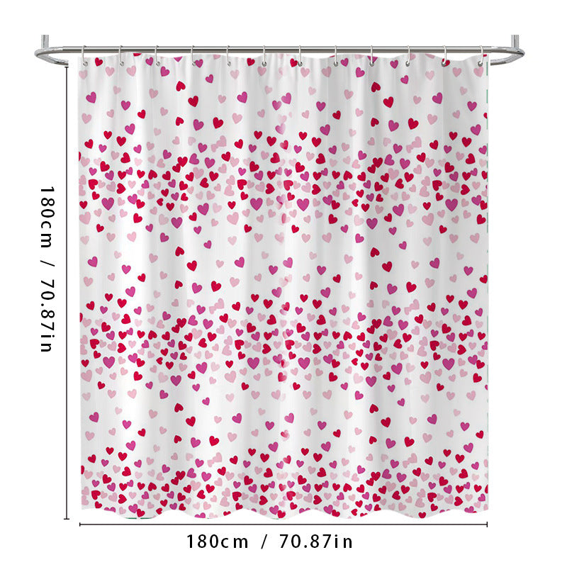 Heart Patterned Shower Curtain LoungeYard — product view 5