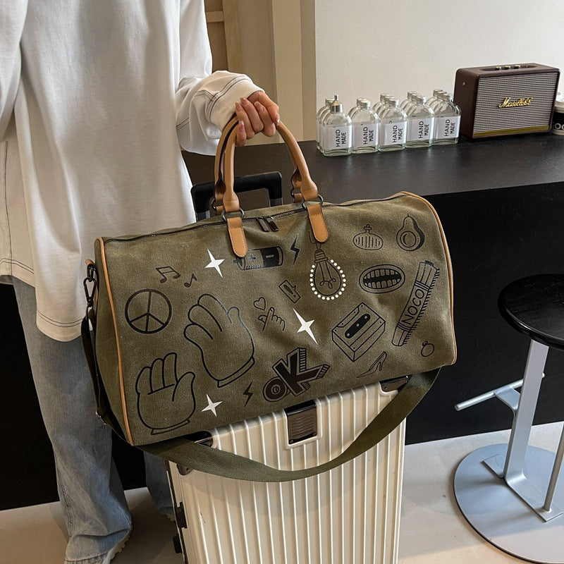 Travel bag with unique gray faux leather design LoungeYard — product view 1