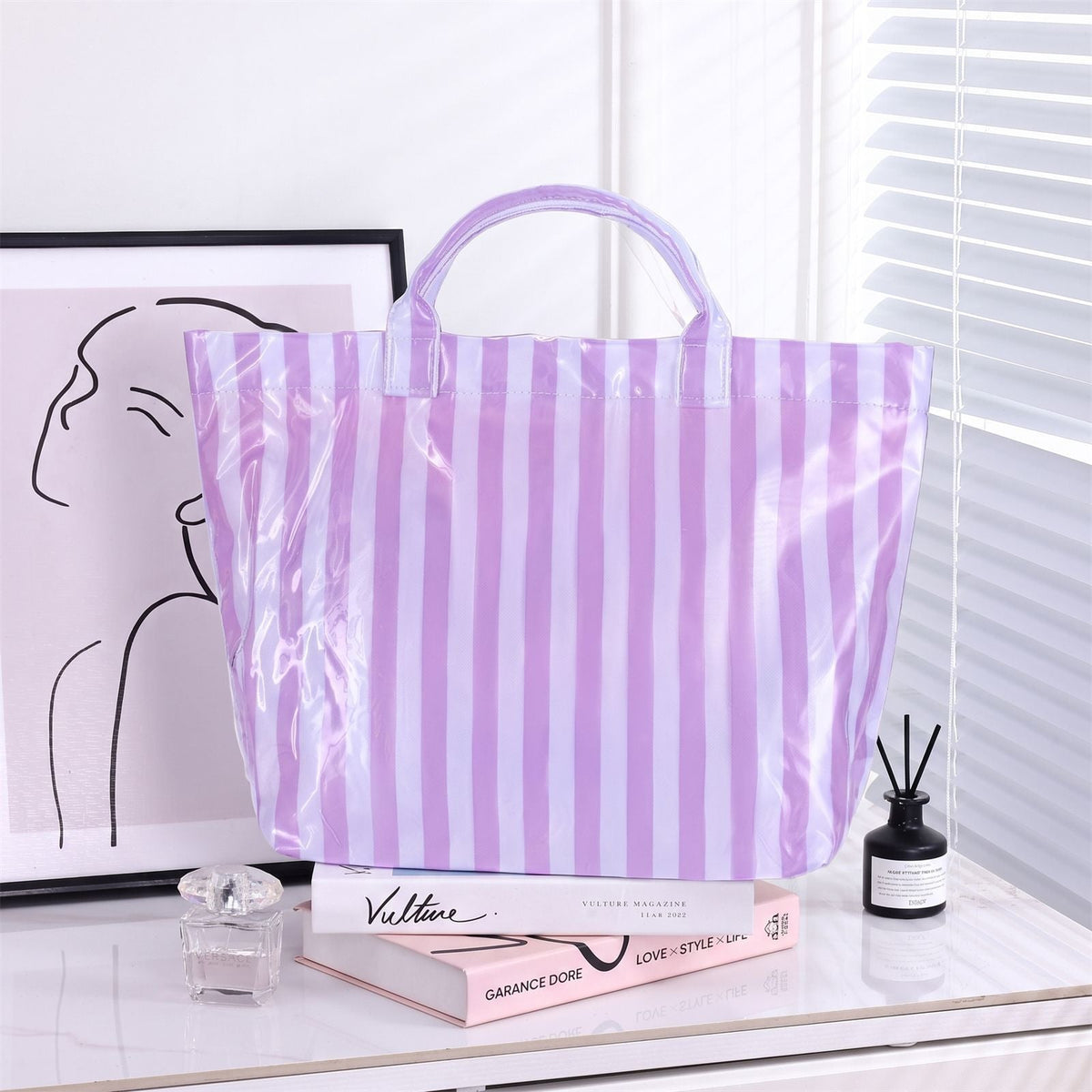 spacious Stripe Beach Bag LoungeYard — product view 7