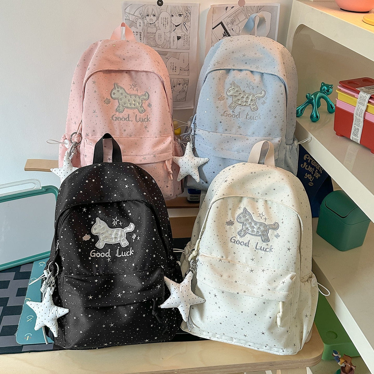 Cute Star-Embellished School Backpack LoungeYard — product view 4