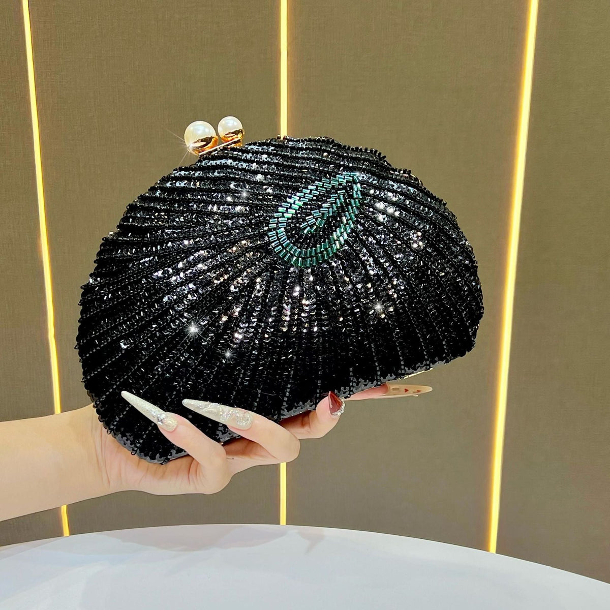 Beaded Shell-Shaped Evening Clutch — product view 1
