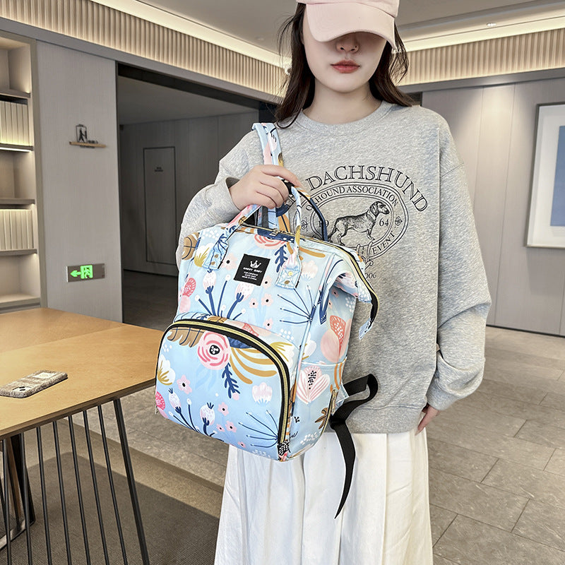 Stylish Floral Patterned Baby Care Backpack LoungeYard — product view 3