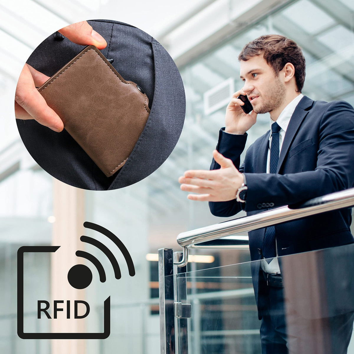 RFID-Blocking Multi-Functional Leather Wallet LoungeYard — product view 4
