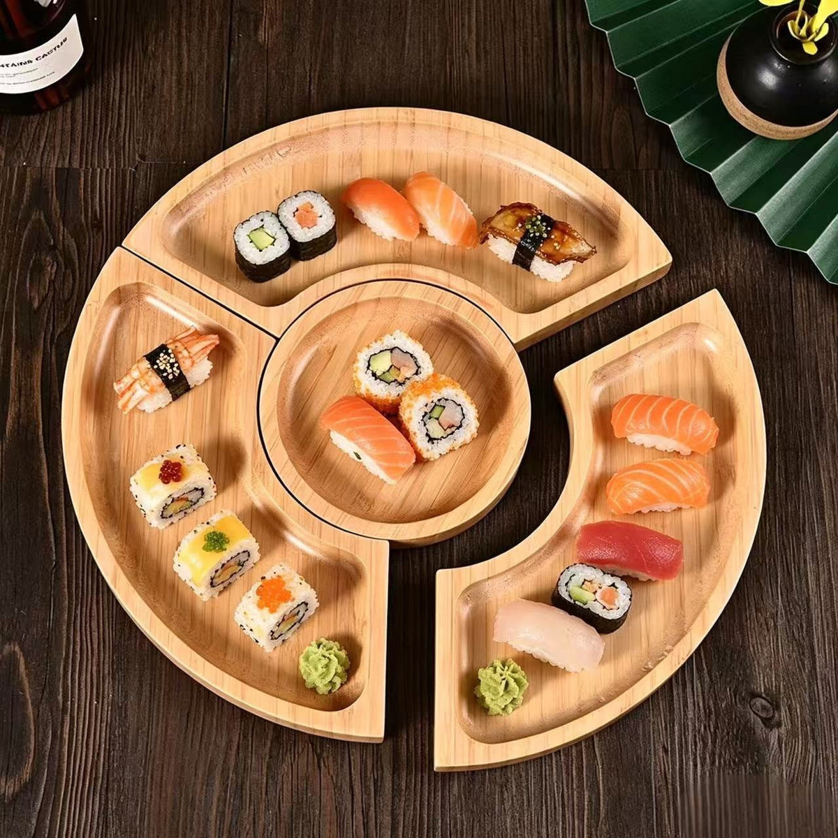 Multi-Compartment Wooden Snack Serving Tray Bowlift — product view 1