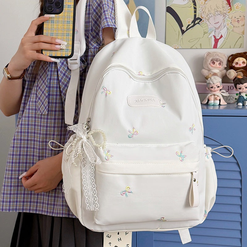 Embroidered Floral Detail Casual Backpack LoungeYard — product view 3
