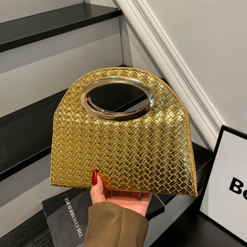 Woven Handheld Tote Bag with Gold Accent — product view 1