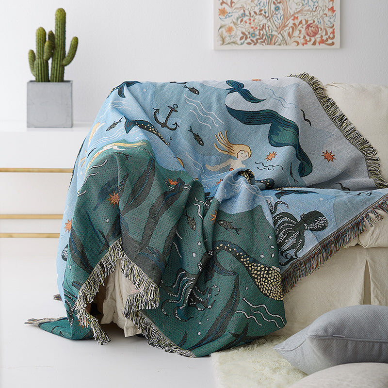 Tropical-Themed Artistic Tapestry Throw Blanket — product view 3