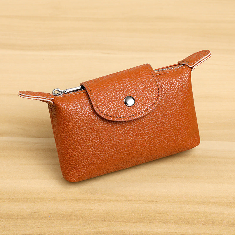 Compact Textured Leather Coin Purse — product view 1