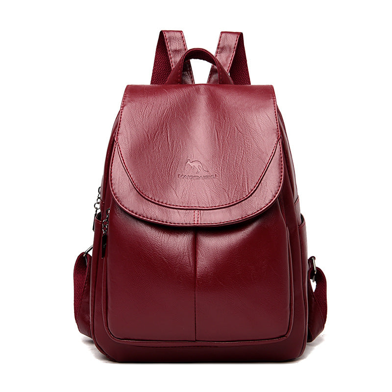 Sleek Textured Leather Backpack — product view 4
