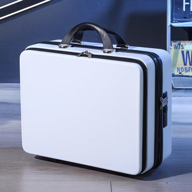 compact hard-shell travel vanity makeup case with TSA combination lock and dual-zip compartments LoungeYard — product view 6