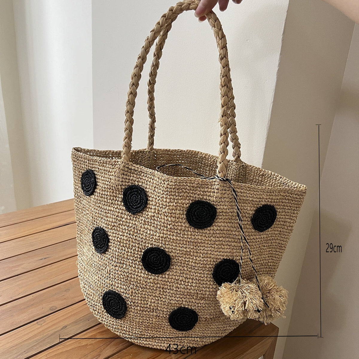 Handmade basket bag with braided handle LoungeYard — product view 4