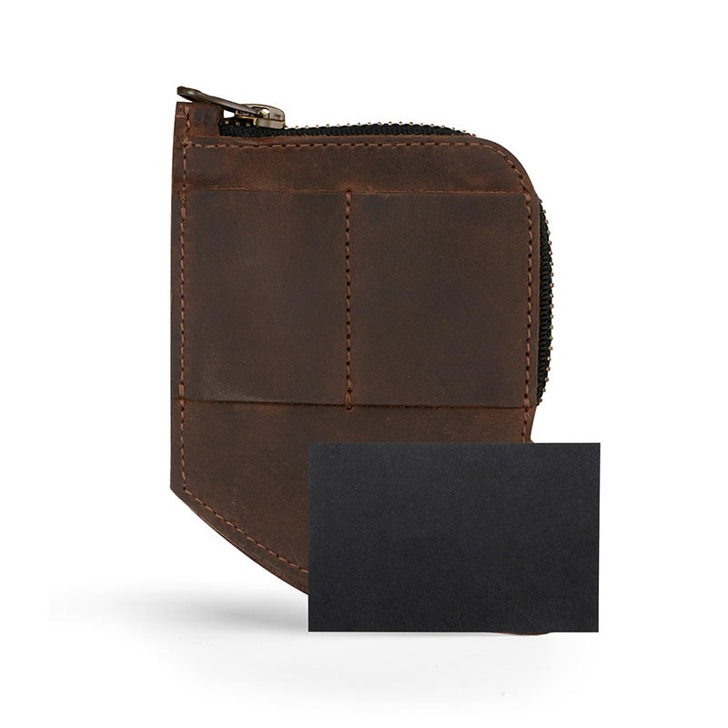 Compact Zippered Leather Cardholder Wallet LoungeYard — product view 4
