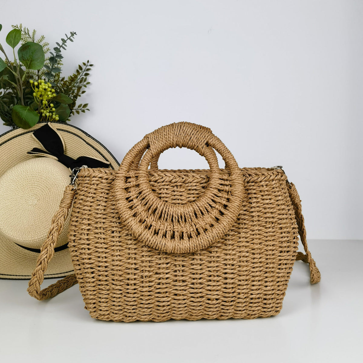 Handcrafted rattan bag with shoulder strap LoungeYard — product view 2