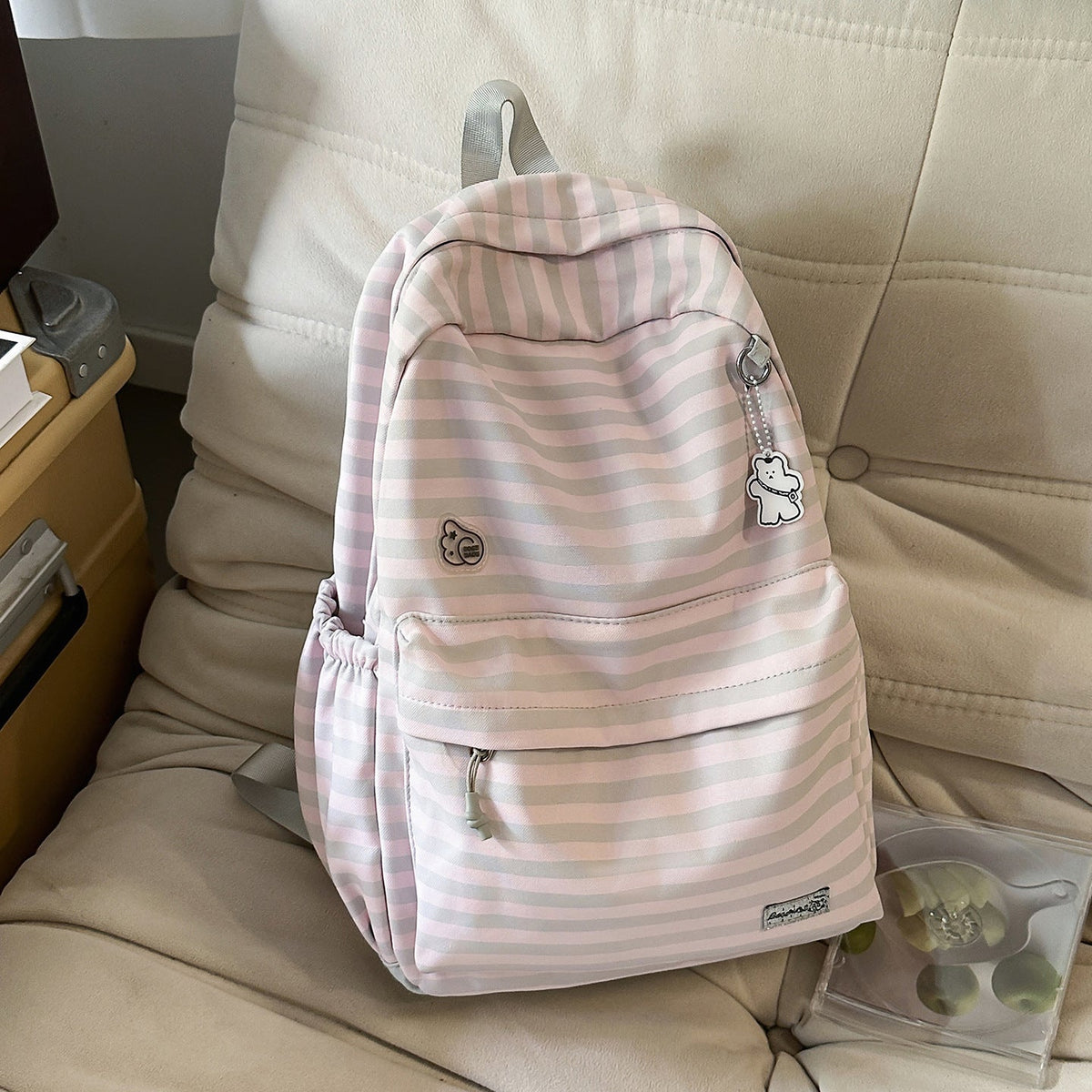 Cute Cartoon Design Striped Backpack LoungeYard — product view 6