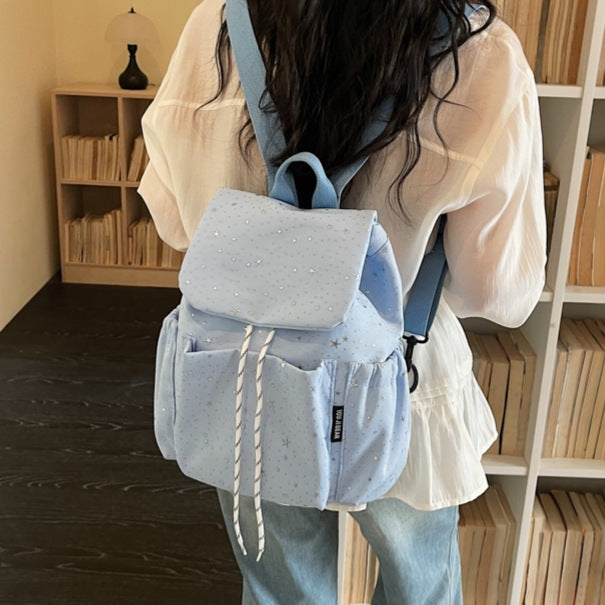 Star-Patterned Casual Drawstring Backpack LoungeYard — product view 2