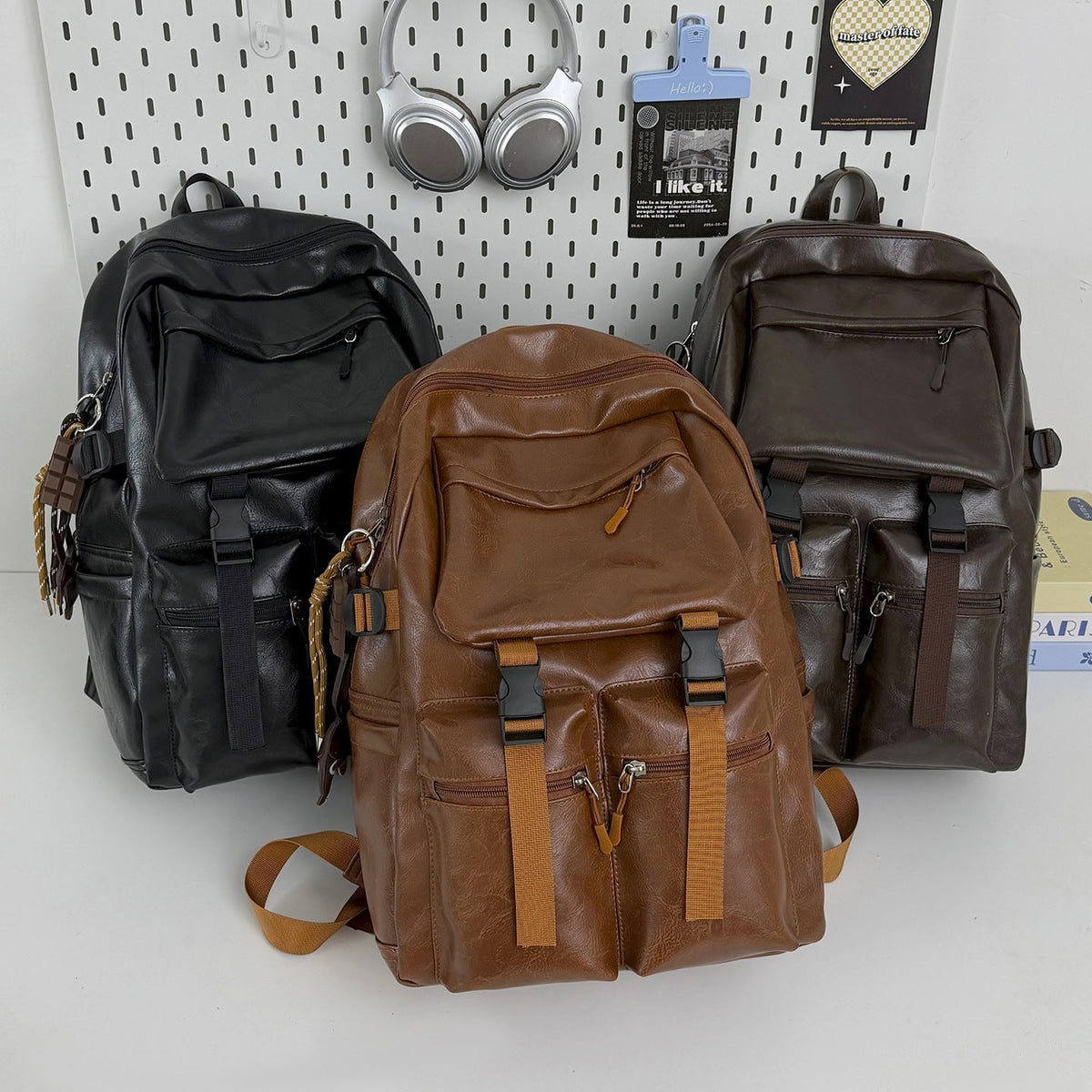 Durable Leather Backpack LoungeYard — product view 4