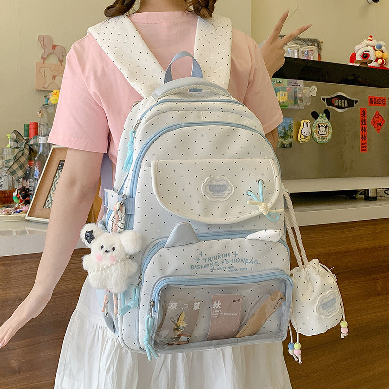 Polka Dot Design Backpack with Multiple Compartments LoungeYard — product view 1