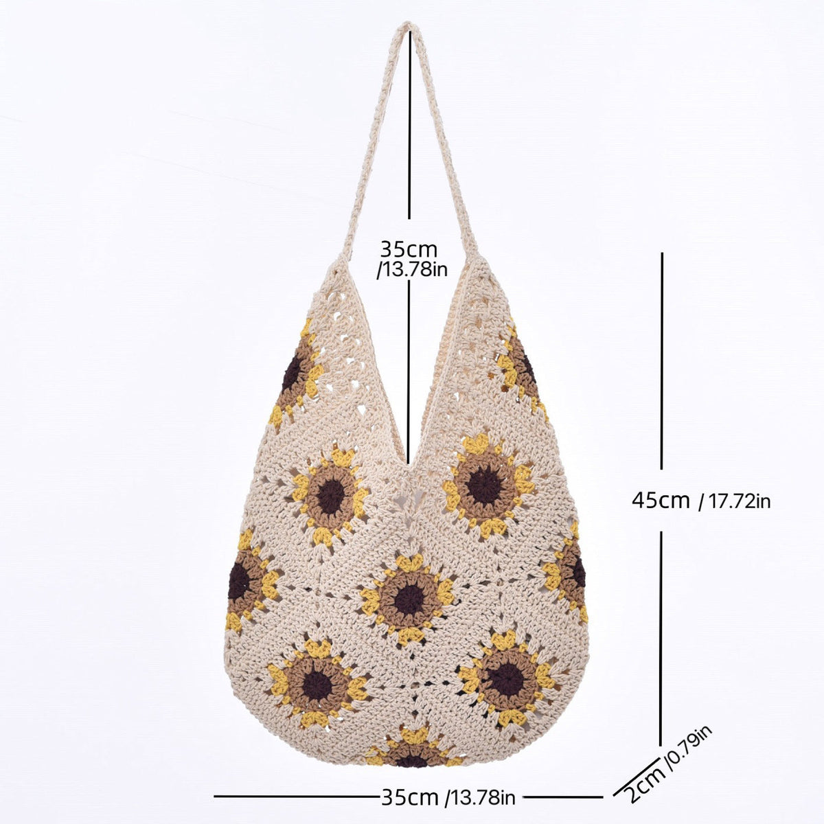 Hand-knotted shoulder bag with floral design LoungeYard — product view 4