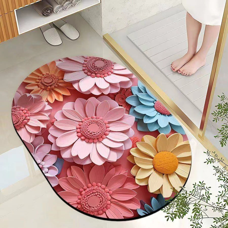 Leaf-Patterned Bathroom Mat LoungeYard — product view 4