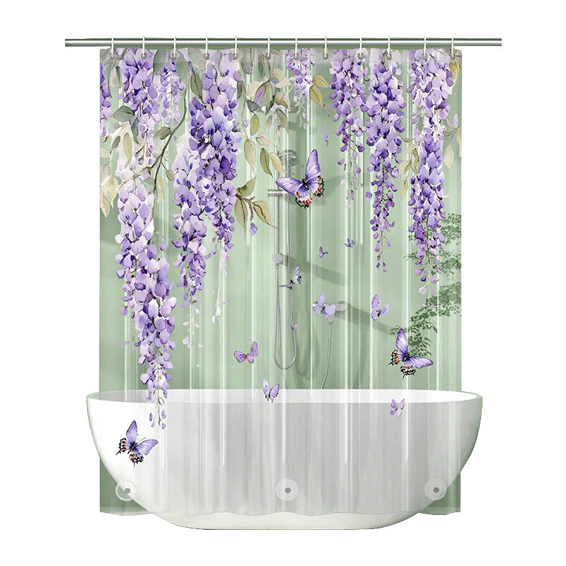Floral Wisteria Shower Curtain LoungeYard — product view 5