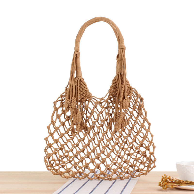 Macrame Tote Bag with Inner Pocket LoungeYard — product view 4