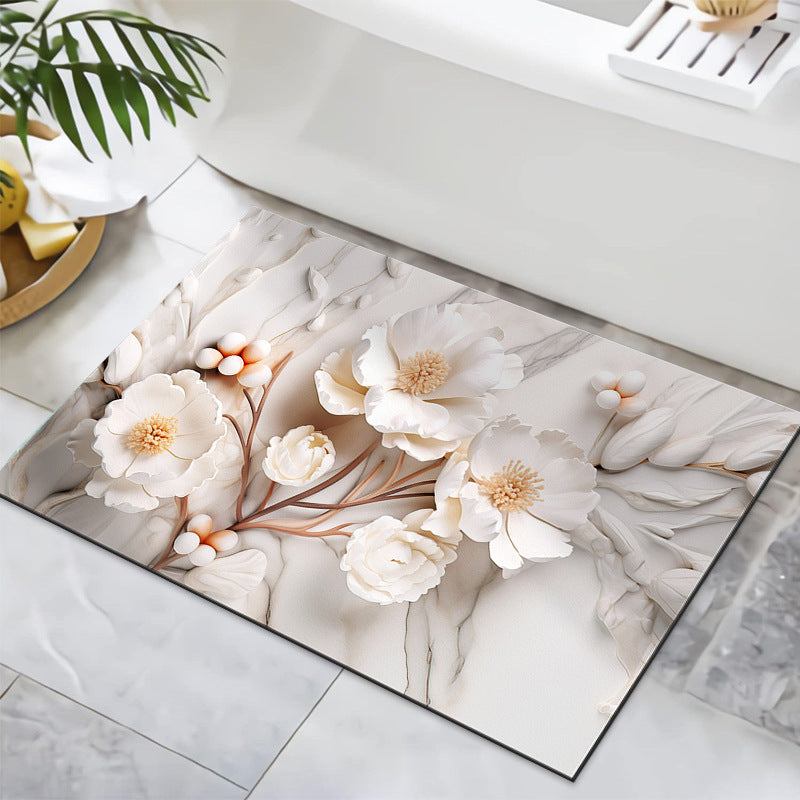 Textured Floral Design Bath Mat LoungeYard — product view 7
