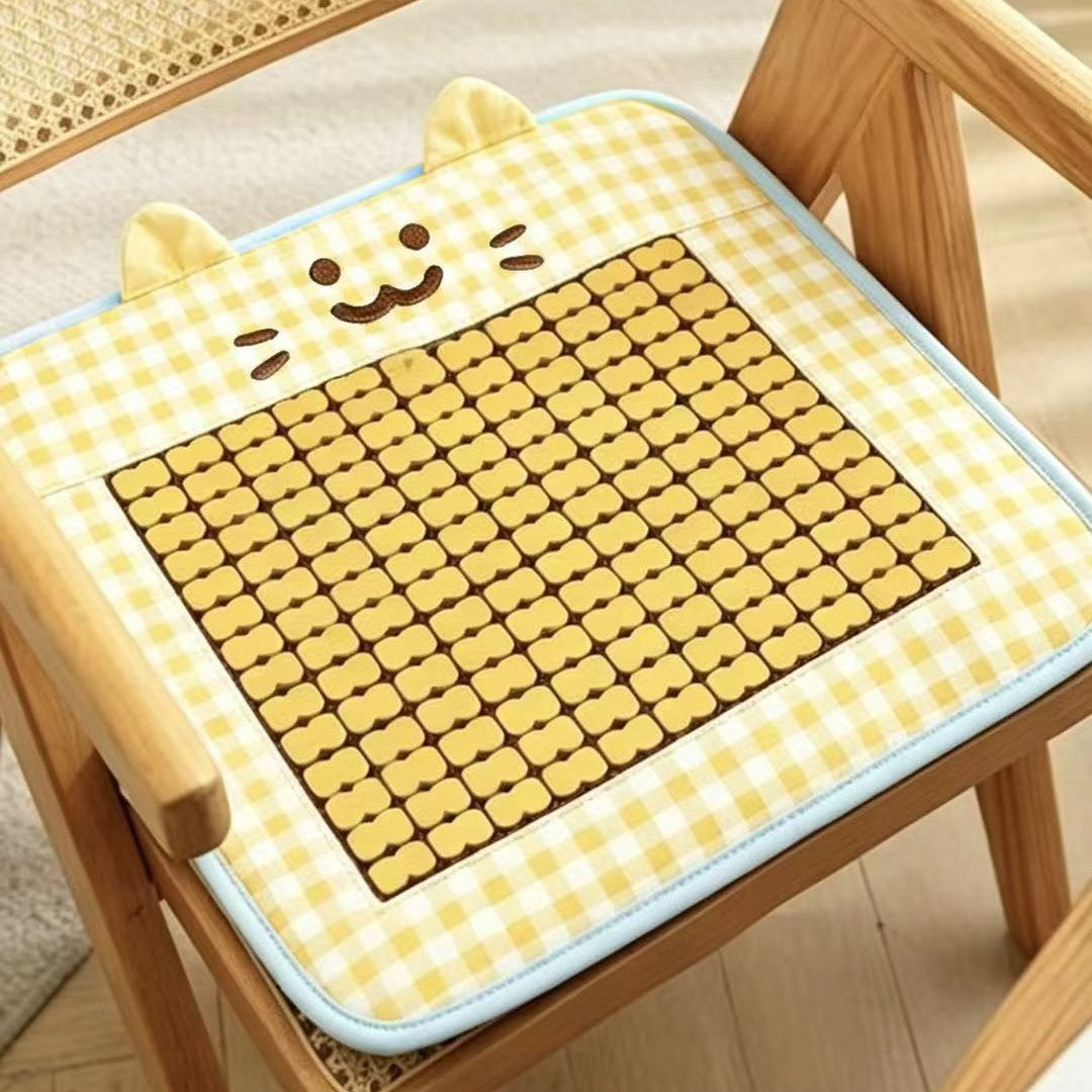 Padded seat cushion with massage stones and cat appliqué — product view 4