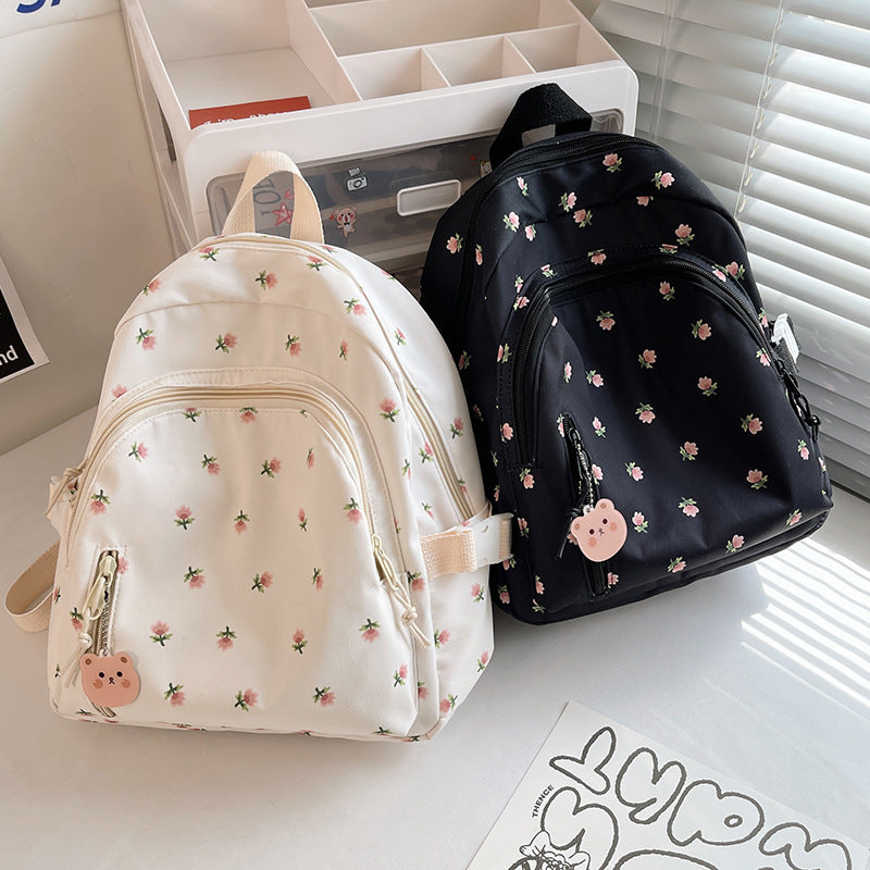 Cute Floral Embroidered Mini Backpack LoungeYard — product view 1