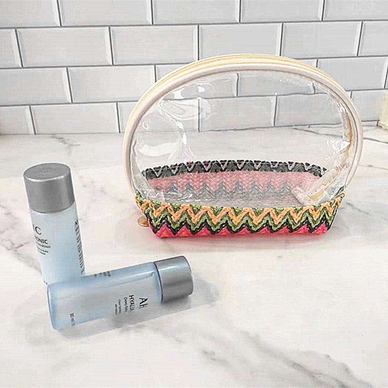 Transparent cosmetic bag with colorful bottom LoungeYard — product view 3