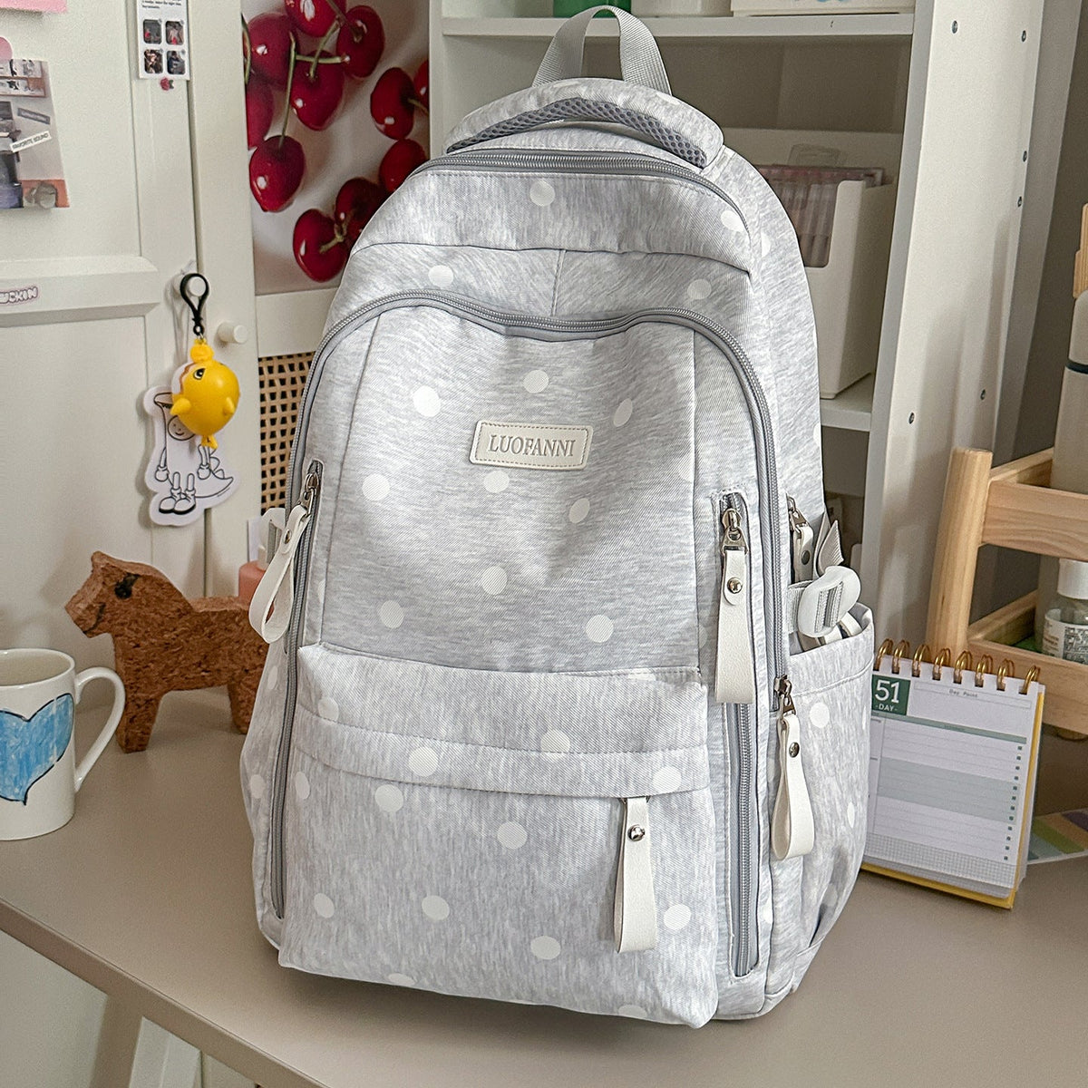 Stylish Polka Dot Patterned Backpack LoungeYard — product view 6