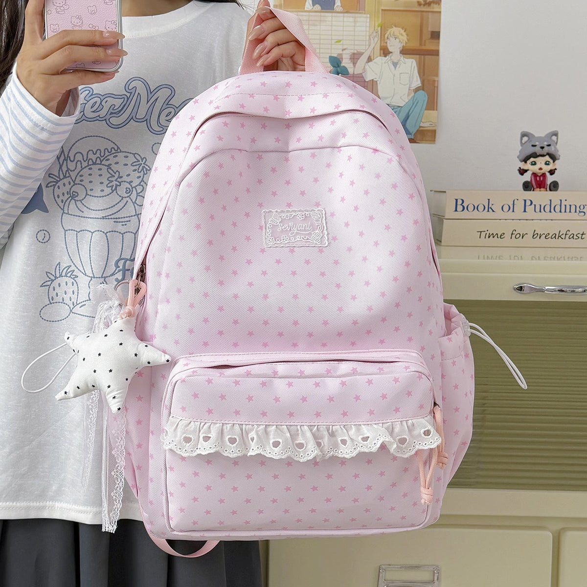 Playful Star-Printed Backpack LoungeYard — product view 3
